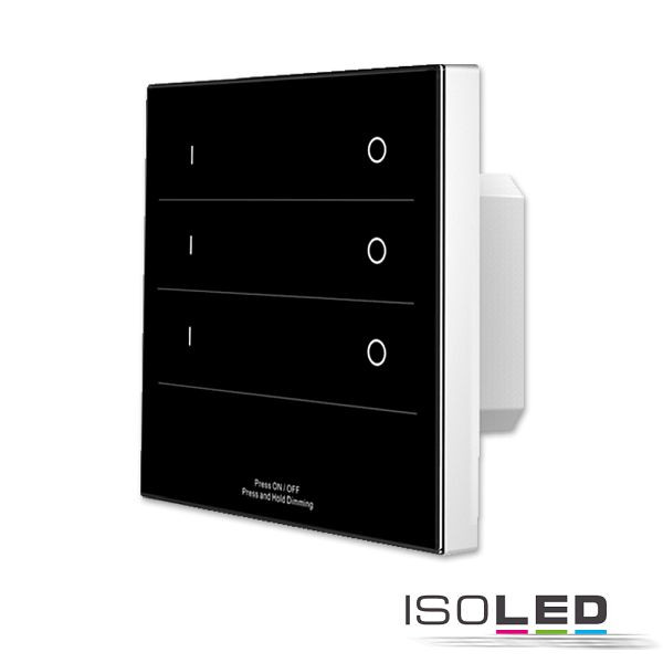ISOLED Sys-Pro Single Color 3 Zonen Einbau-Touch-Fernbedienung + DMX Output, schwarz, 230V, 114443