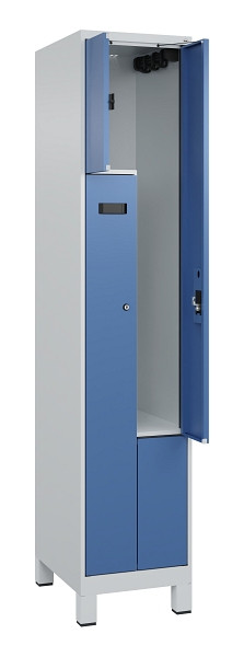 C+P Z-Spind Evolo PLUS, Füße, 2 Fächer, 1950x400x500mm, 7035/5023, Zylinderschloss, 049013-122 S10036