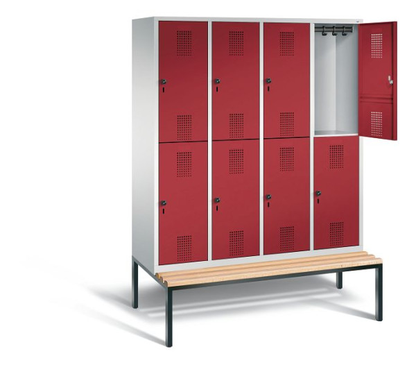 C+P Spind doppelstöckig Evolo, H2090xB1590xT810mm, Farbe: Lichtgrau / Rubinrot, 48350-42 S10050