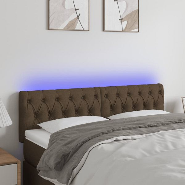 vidaXL LED Kopfteil Dunkelbraun 144x7x78/88 cm Stoff, 3121949