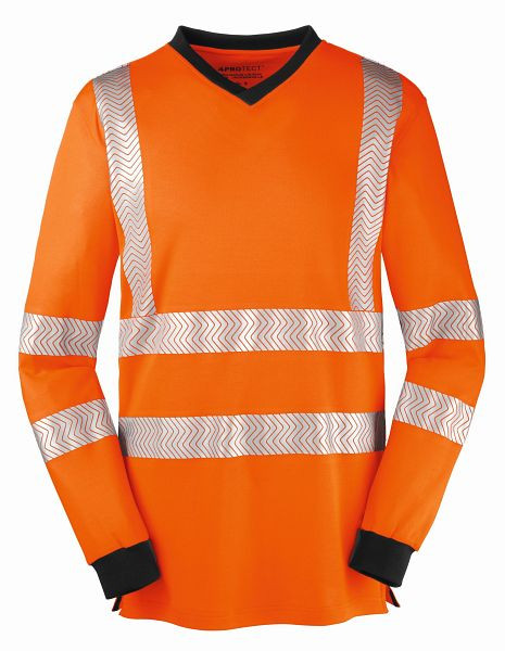 4PROTECT Warnschutz-Langarm-Shirt JACKSONVILLE, leuchtorange/grau, Größe: M, 3436-M