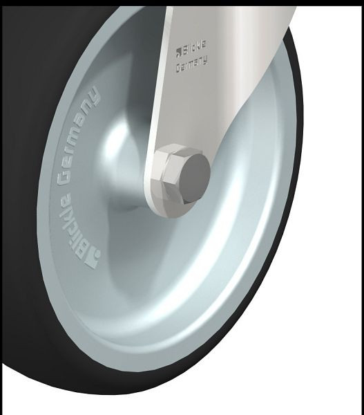 Blickle LKRXA-PATH 126G Edelstahl-Apparate-Lenkrolle mit Rückenloch, Thermoplastisches Polyurethan, Grau, 847043