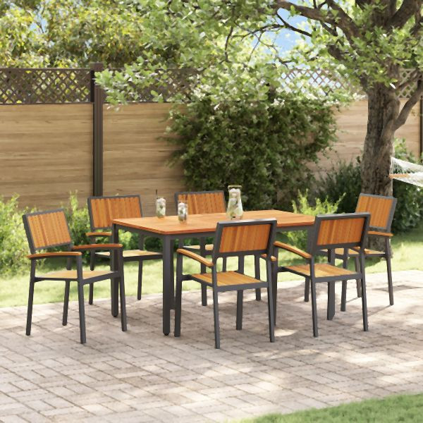 vidaXL Garten Esszimmer Set 7-teilig Schwarz Aluminium Langlebig, 3284416
