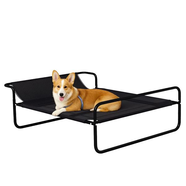 PawHut Hundebett, erhöhte Bauweise, Mesh-Bezug, Stahlrahmen, 29 x 91 x 69 cm, Schwarz, D04-273V02BK