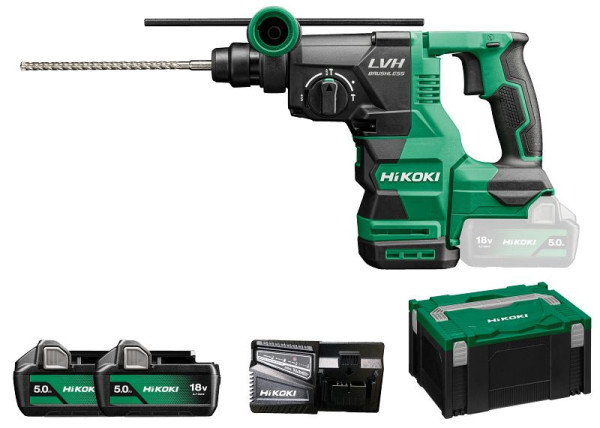 HiKOKI 36V Akku Bohr-& Meißelhammer (Brushless), 36 Volt, 2 x 5.0 Ah, DH1826DA (5.0) (HSC III), DH1826DAWPZ