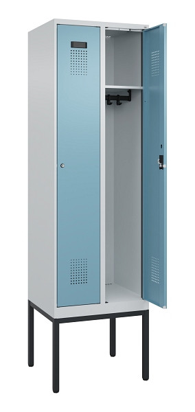 C+P Spind Evolo PLUS, Gestell, 2 Abteile, 2120x600x500mm, 7035/0010, Verschluss Zylinderschloss, Ablageböden 2, 0490307-20 S10036