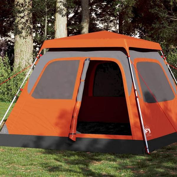 vidaXL Kuppel-Campingzelt 4 Personen Grau und Orange Quick Release, 4004232