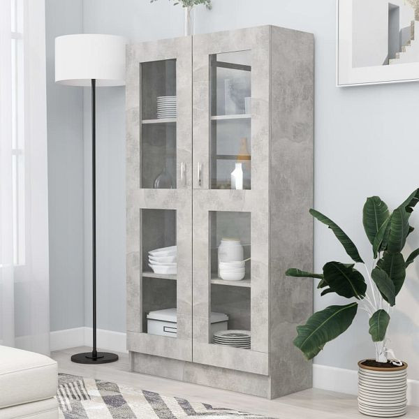 vidaXL Vitrinenschrank Betongrau 82,5x30,5x150 cm Holzwerkstoff, 802763