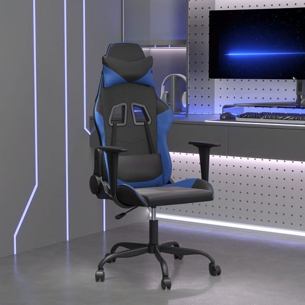 vidaXL Gaming-Stuhl mit Massagefunktion Schwarz und Blau Kunstleder, 345399