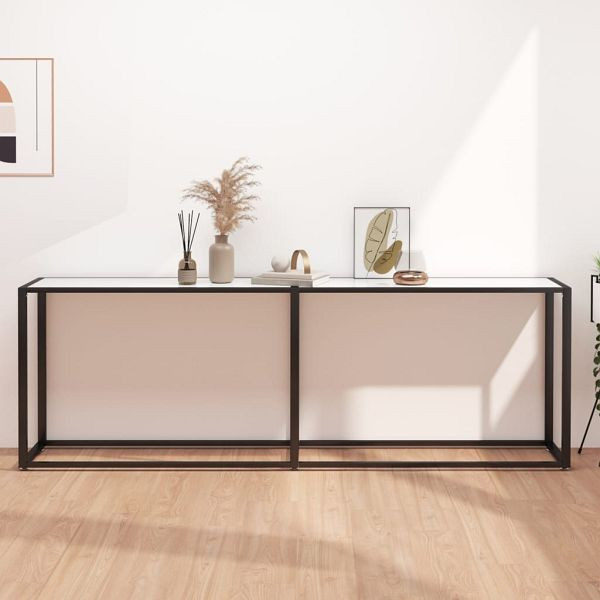 vidaXL Konsolentisch Weiß Marmor-Optik 220x35x75,5 cm Hartglas, 331692