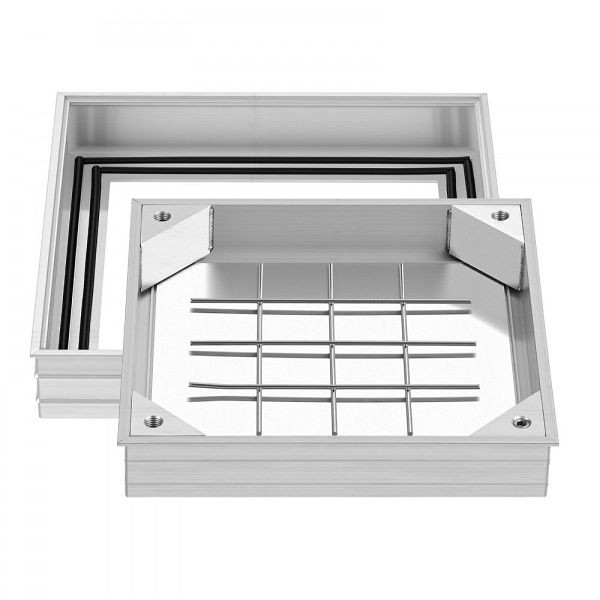 VEVOR Schachtabdeckung mit Rahmen 30x30 cm, unsichtbarer Klärgrubendeckel aus Aluminiumlegierung für Gehwege/Terrassen, JGJKJQRSJGJK8J7J6001V0