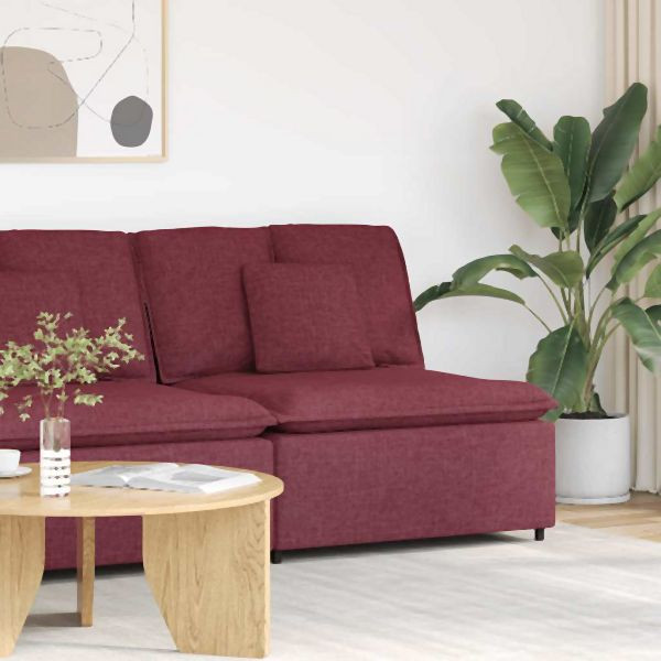 vidaXL Modulares Sofa Mittelmodul mit Kissen Weinrot 100 cm, 4104420