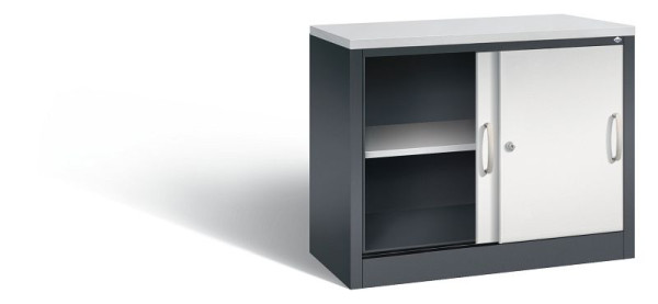 C+P Sideboard mit Schiebetüren Acurado, H720xB1000xT400mm, Farbe: Schwarzgrau / Lichtgrau, Bügelgriff, 2 OH, 5725-00 S10118