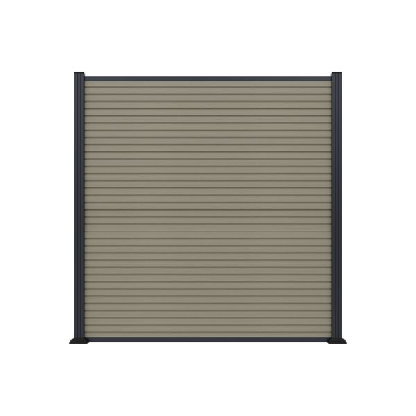 T&J WAREN-Serie, WPC-Steckzaun-Set, 179,5 x 180 cm, antique, coextrudiert, Abschlussleiste und Clips separat in silber oder anthrazit, 45404