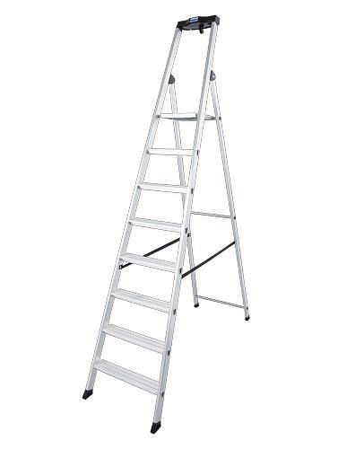 Krause Stufenstehleiter Solido, Aluminium, extrem rutschfeste Plattform, 8 Stufen, 257464
