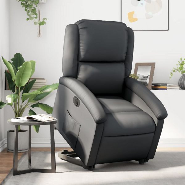 vidaXL Relaxsessel mit Aufstehhilfe Elektrisch Schwarz Echtleder, 3204270