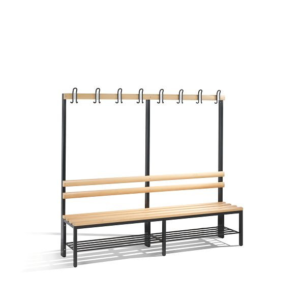 C+P Garderobenbank 1-seitig, H1650xB1960xT400 mm, Schwarzgrau, 8052-110 S10063