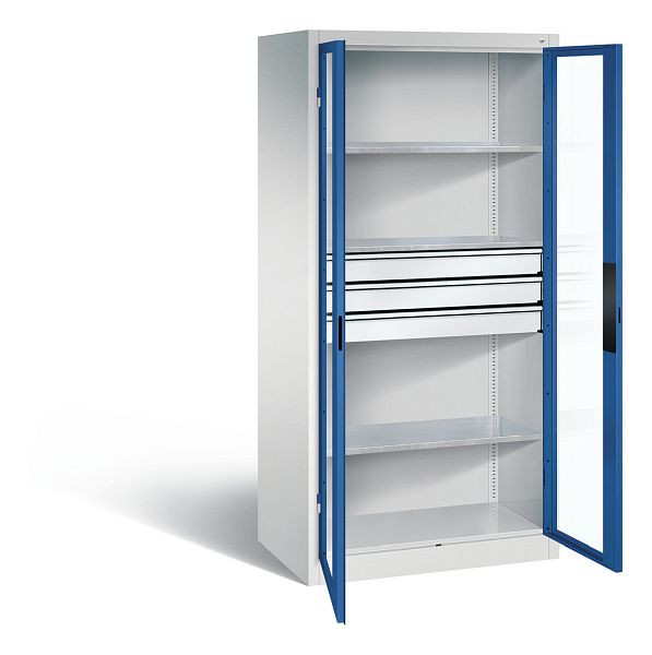 C+P Werkzeugschrank Acurado, H1950xB930xT600mm, Farbe: Lichtgrau / Enzianblau, Muldengriff, 8922-5530 S10050