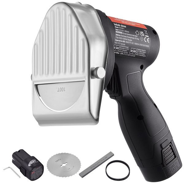 VEVOR Dönerschneider 80 W, Kabelloses Gyrosmesser, 0-8 mm Einstellbare Dicke, mit 100 mm Klingen Schwarz, TEQKRDY80WDDIWEHTV2