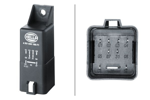 HELLA Steuergerät, Glühzeit, 12V, 9-polig, nachglühfähig, Zylinderanzahl: 4, 4RV 008 188-711