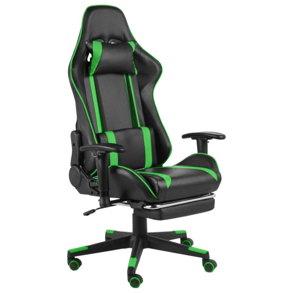 vidaXL Gaming-Stuhl mit Fußstütze Drehbar Grün PVC, 20486