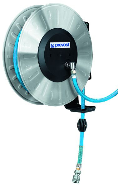 Prevost Aufroller Serie DLOI / Edelstahl 304 mit thermoplastischem-Schlauch -Lebensmittelqualität, Ø 19 x 28 mm, Länge=20 m, Kupplung=ELS 09, DLOI 1920LS