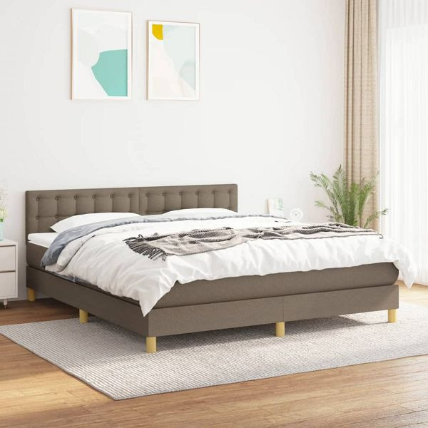 vidaXL Boxspringbett mit Matratze Taupe 160x200 cm Stoff, 3140949