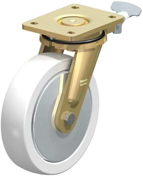 Blickle LS-SPO 200G-FA-RI4 Stahlgeschweißte Schwerlast-Lenkrolle, schwere Drehkranz-Ausführung, Polyamid, Weiß, 853048