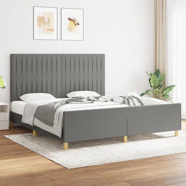 vidaXL Bettgestell mit Kopfteil Dunkelgrau 180x200 cm Stoff, 3125236