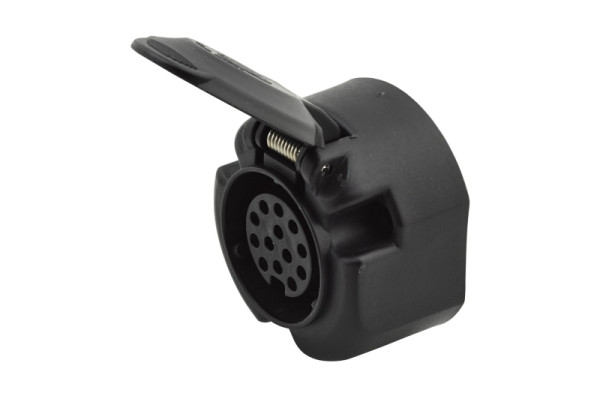 HELLA Steckdose, 12V, 13-polig, Schraubanschluss, Ø: 72mm, Kunststoff, schwarz, DIN/ISO: 11446, 8JB 005 949-041