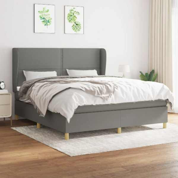 vidaXL Boxspringbett mit Matratze Dunkelgrau 180x200 cm Stoff, 3128462
