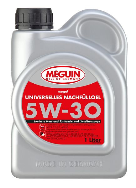 Meguin megol Universelles Nachfüllöl SAE 5W-30, Kanister Kunststoff, VE: 1 Liter, 33046