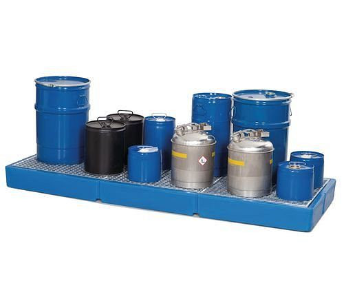 DENIOS Bodenelement BK 22.8 aus Polyethylen (PE), mit verzinktem Gitterrost, 2200 x 800 x 150 mm, 216673