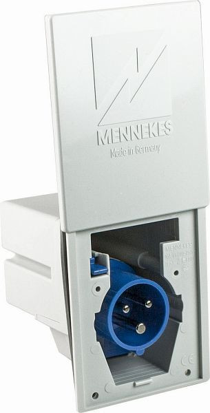 as-Schwabe CEE-Caravan-Einspeisungsstecker grau 230V/16A/3pol mit Schiebedeckel, Schraubkontakte, 61480