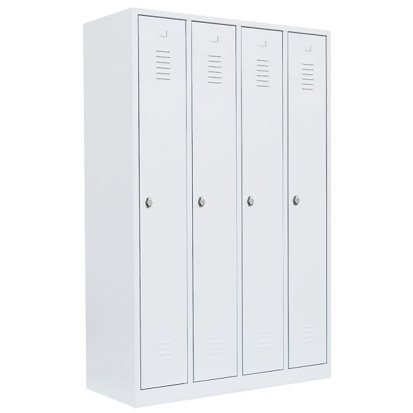 Lüllmann Garderobenschrank, 4 Abteile, 1800 x 1170 x 500 mm, signalweiß, 510147