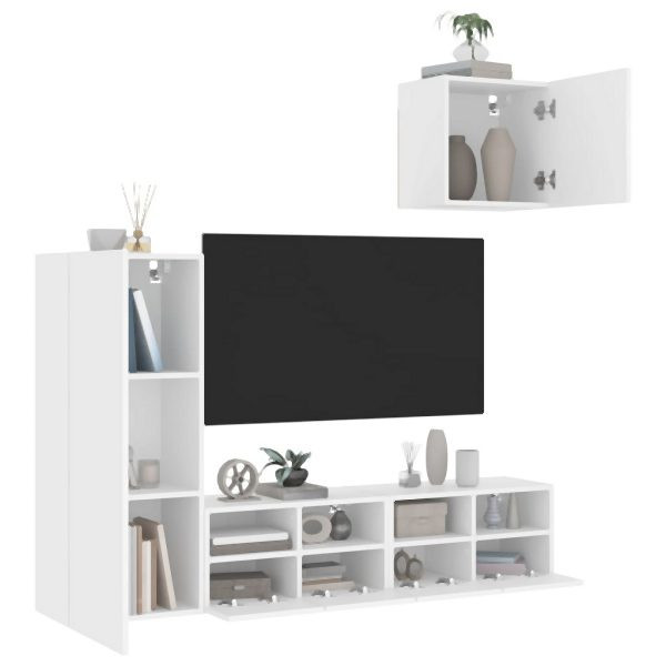vidaXL 4-tlg. Wohnwand Weiß Holzwerkstoff, 3216500, 8721012469150