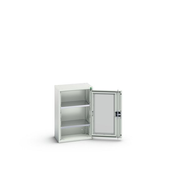 bott verso Flügeltürschrank mit Sichtfenster, mit 2 Fachböden, BxTxH: 525 x 350 x 800 mm, Lichtgrau / Lichtgrau, 16926070.16