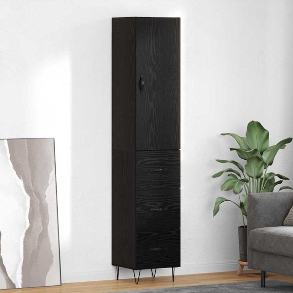 vidaXL Hochboard Schwarz Eichen-Optik 69,5 x 34 x 180 cm Holzwerkstoff, 3402735
