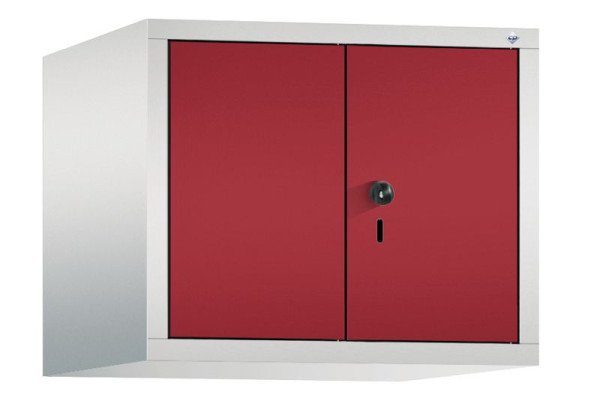 C+P Aufsatz-Garderobenschrank Evolo, 2 Abteile, H500xB610xT500 mm, Lichtgrau/Rubinrot, 48092-20 S10037