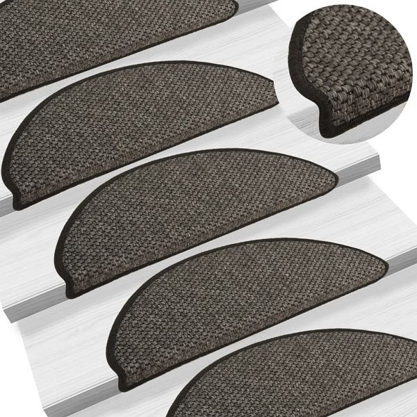 vidaXL Treppenmatten Selbstklebend Sisal 15 Stück 65x21x4 cm Anthrazit, 326873