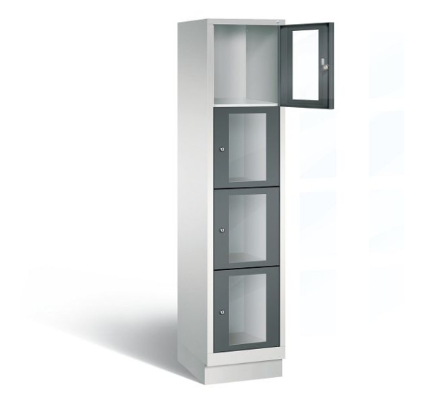 C+P Schließfachschrank Classic, H1800xB420xT500mm, Farbe: Lichtgrau / Anthrazitgrau, 8020A124 S10018