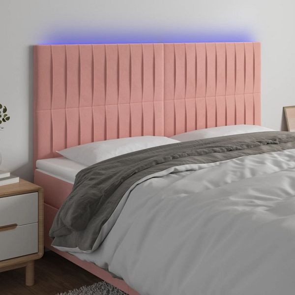 vidaXL LED Kopfteil Rosa 160x5x118/128 cm Samt, 3122721