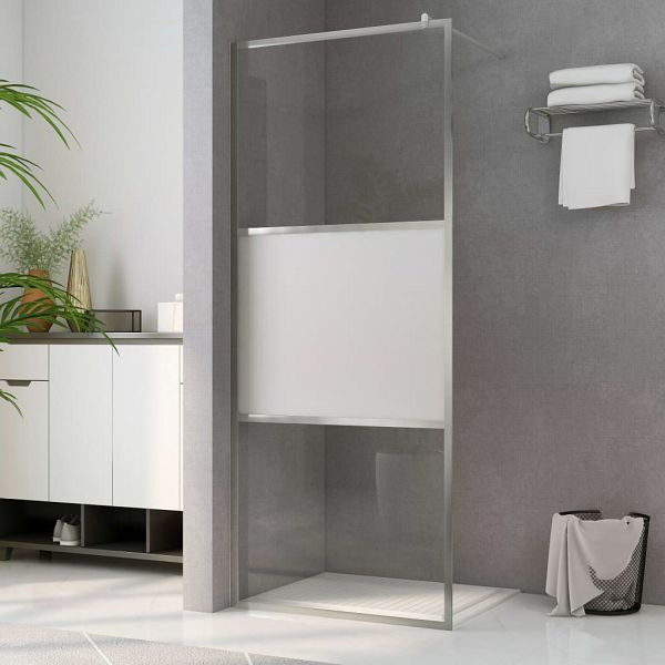 vidaXL Duschwand für Begehbare Dusche Halbmattiertes ESG-Glas 90x195cm, 146641