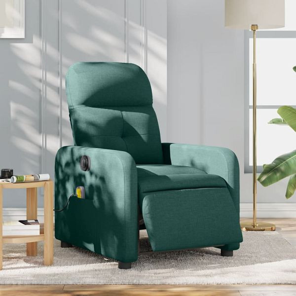 vidaXL Massagesessel Elektrisch Dunkelgrün Stoff, 3206792