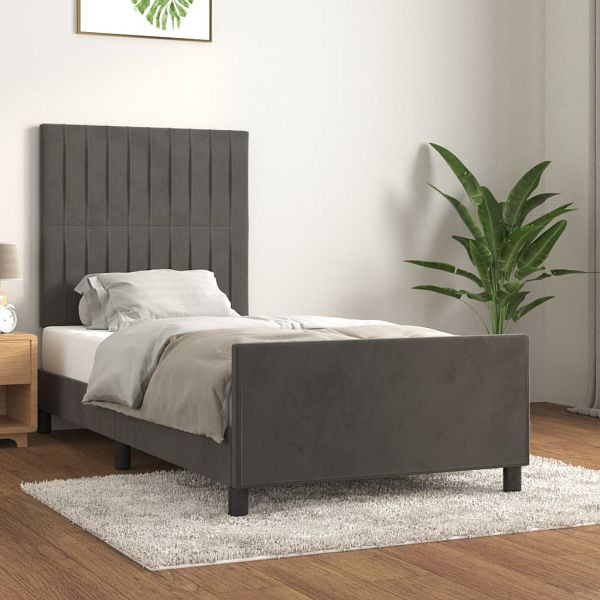 vidaXL Bettgestell mit Kopfteil Dunkelgrau 90x190 cm Samt, 3125850