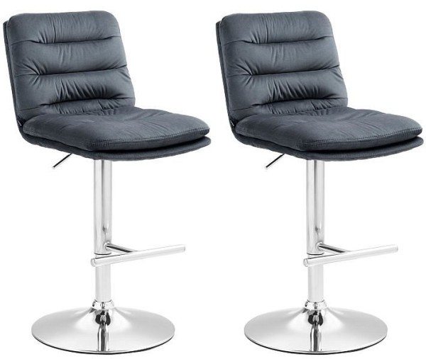 CLP Barhocker Damar Samt chrom, dunkelgrau, VE: 2 Stück, 325668