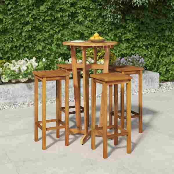 vidaXL 5-tlg. Gartenbar-Set Massivholz Akazie, Massivholz, 3154385