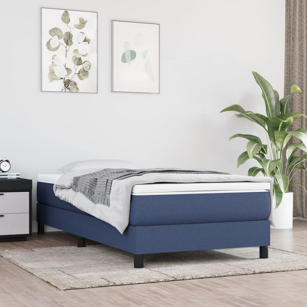 vidaXL Boxspringbett mit Matratze Blau 100x200 cm Stoff, 3144059