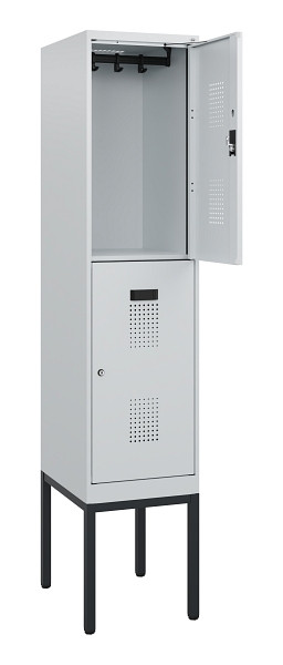 C+P Doppelstock-Spind Evolo PLUS, Gestell, 2 Fächer, 1950x400x500mm, 7035/7035, Zylinderschloss, 0493305-12 S10040