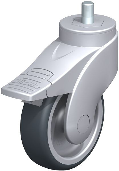 Blickle LWG-TPA 101G-FI-GS12 Kunststoff-Lenkrolle WAVE mit Gewindestift & Feststeller, Thermoplastisches Gummi-Elastomer, Grau, 751278